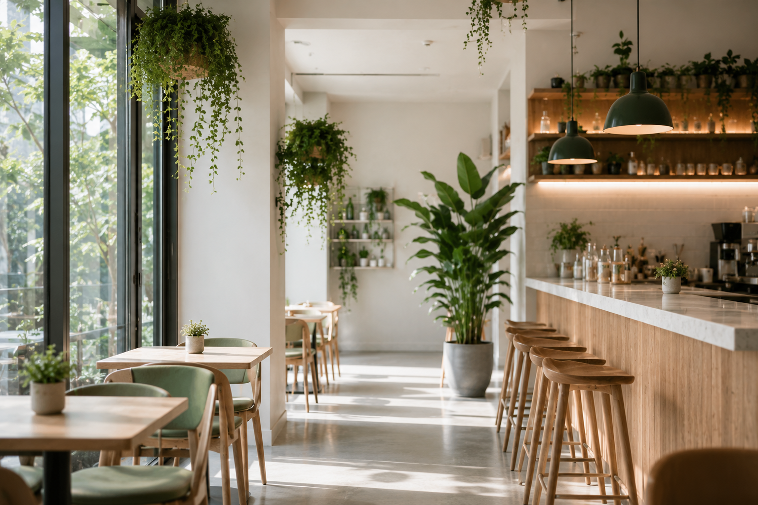 A bright café interior Okoma helps keep trusted for customers